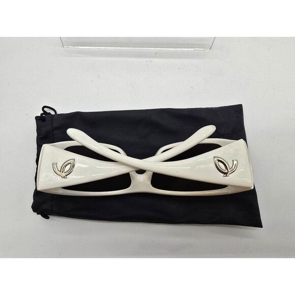 Vintage Oversized Shield Sunglasses With White Frame & Dark Lenses Made In Italy - Picture 4 of 6